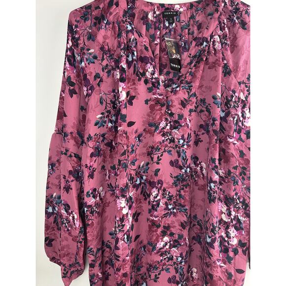 NWT Torrid Georgette Puff Sleeve Peasant Blouse Long Sleeve V-Neck Plus Size 3X - Picture 3 of 10